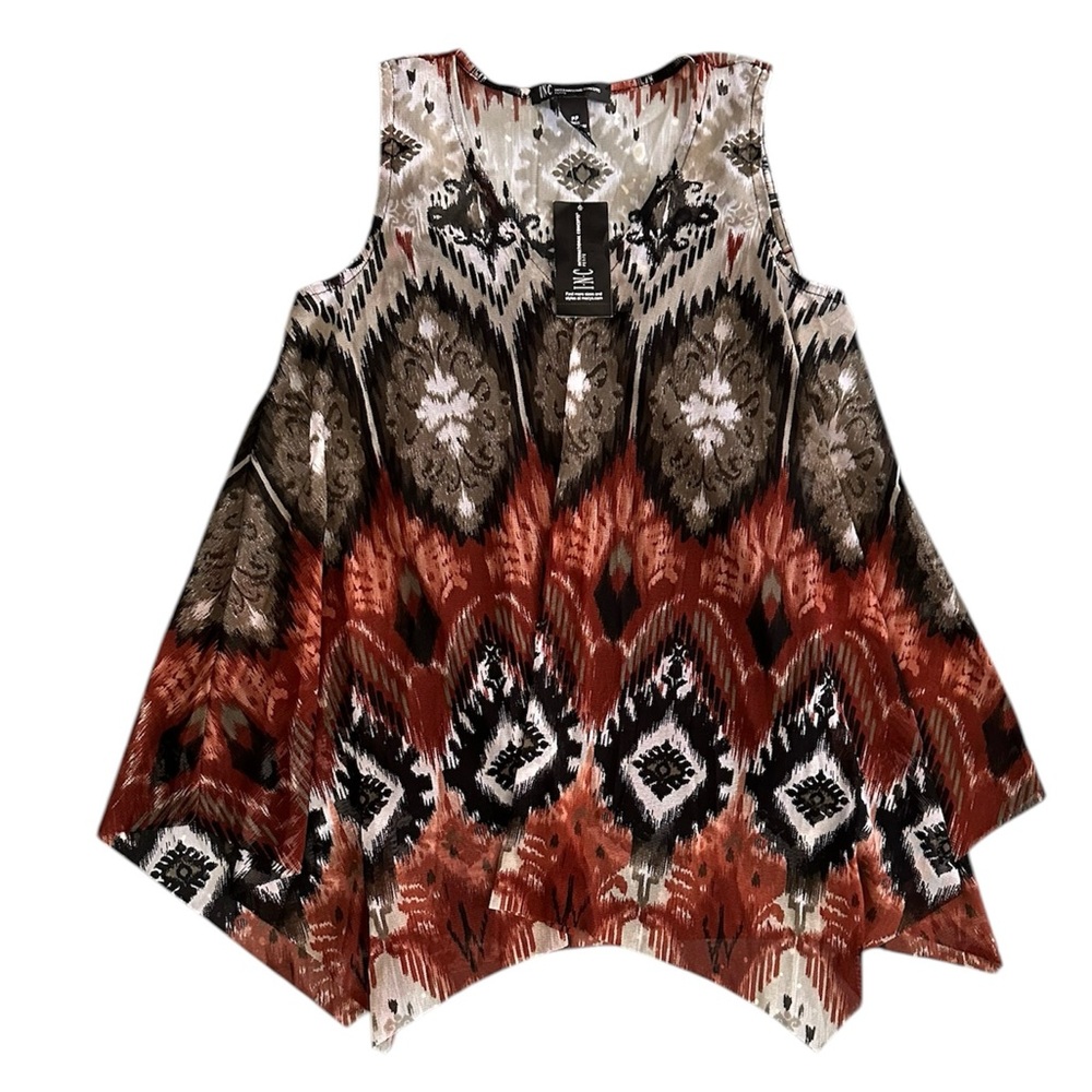 INC International Concepts Rust Black Cream Ikat Swing Tank